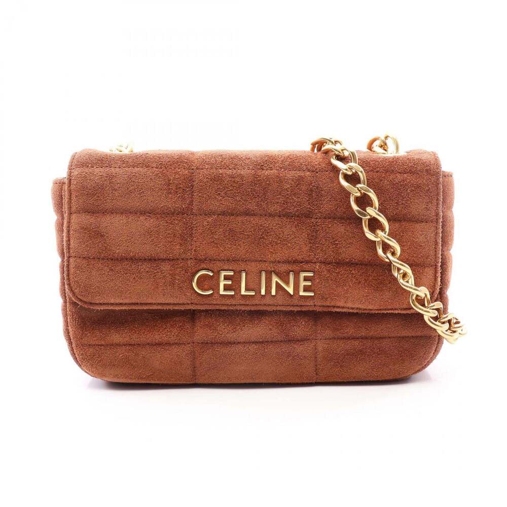 Celine CELINE Monochrome Shoulder Bag Handbag Suede Women's Brown